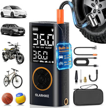 Load image into Gallery viewer, OlarHike Tire Inflator Portable Air Compressor, Cordless Electric Bike Pump | Smart Dual Hose System,Auto Stop Air Pump for Car Tires,Bicycles,Motorcycles with LED Light &amp; Digital Pressure Gauge