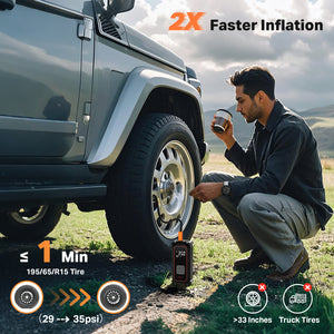 Ophanie Tire Inflator Portable Air Compressor, 9000mAh Battery Powered, 150PSI Dual Mode, Auto Air Pump for Car Tires, Motorcycle, Bicycle, Electric Pump with LED Light & Digital Pressure Gauge