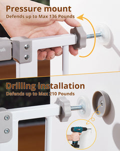 Baby Safety Gate,28.9-42.1"Wide,30" Tall Pressure Mounted,White