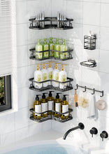 Load image into Gallery viewer, Veken Large Capacity Corner Shower Caddy 7-Pack, Advanced Rustproof Design, Black