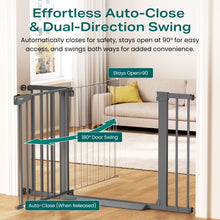 Load image into Gallery viewer, Cumbor 30-46" Baby Gate for Stairs, Auto-Close Dog Gate Indoor Cool Gray Easy Install Pressure Mounted Pet Gates for Doorways, Dual Lock Safety Proofing for Babies &amp; Pets, Mom's Choice Awards Winner