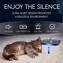 Load image into Gallery viewer, Veken Innovation Award Winner 95oz/2.8L Pet Fountain, Automatic Cat Water Fountain Dog Water Dispenser with 6 Replacement Filters &amp; Silicone Mat for Cats, Dogs (Grey, Plastic)
