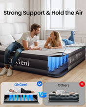 Load image into Gallery viewer, OhGeni King Air Mattress Family Choice Award with Built-in Pump,18" Comfortable Blow Up Colchones Inflables Mattress for Home,Guests, Portable Air Bed for Adults, Airbed Supports Up to 700 lbs,Black