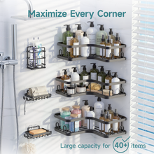 Load image into Gallery viewer, Veken Large Capacity Corner Shower Caddy 6-Pack, Advanced Rustproof Design, Black