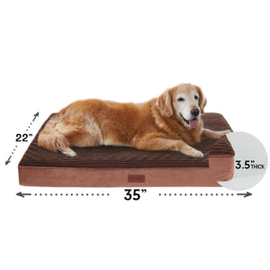 Ophanie 35in navy Orthopedic Dog Bed For Large Dogs with Egg Crate Foam Support and Non-Slip Bottom, Waterproof and Machine Washable Removable Pet Bed Cover,L size(35"x22"x3.5")