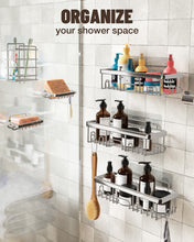 Load image into Gallery viewer, Ophanie Shower Caddy 6 Pack, Large Capacity Adhesive Bathroom Shower Organizer for Bathroom Storage, No Drilling, Rustproof Stainless Steel Shower Shelves, Black