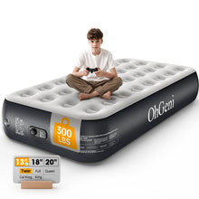 Load image into Gallery viewer, OhGeni Twin Air Mattress with Built in Pump, Camping Air Mattress with External Valve, Family Choice Award Winner, 13" Inflatable Blow up Bed, Portable Foldable Airbed for Home &amp; Outdoor, 300lbs