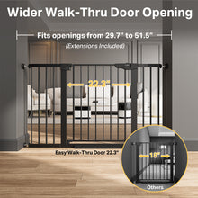 Load image into Gallery viewer, Cumbor 29.7-51.5 in Extra Wide Baby Gate for Stairs, Dog Gate Indoor Black Mom's Choice Awards Winner, Auto Close with Double Lock for Doorways, Child Gate for Toddlers &amp; Pets, Pressure Mounted