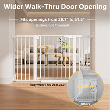 Load image into Gallery viewer, Cumbor 29.7-51.5 in Extra Wide Baby Gate for Stairs, Dog Gate Indoor White Mom's Choice Awards Winner, Auto Close with Double Lock for Doorways, Child Gate for Toddlers &amp; Pets, Pressure Mounted