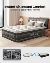 Load image into Gallery viewer, OhGeni Air Mattress Full with Built-in Pump,18" Comfortable Blow Up Colchones Inflables Mattress for Home,Guests,Foldable,Portable Bed for Adults,Durable Airbed Supports Up to 600 lbs,Black