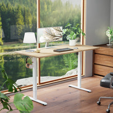 Load image into Gallery viewer, Veken 55 Inch Large Electric Standing Desk, Gaming Table, Nature | Height Adjustable Sit Stand Up Computer Tables for Home Office, Study , Writing, Suit students, employees and group work