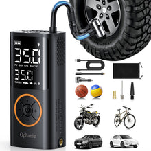 Load image into Gallery viewer, Ophanie Cordless Bike Pump Portable Tire Inflator - 4000mAh, 150PSI Auto Air Pump for Bike, Bicycle, Motorcycles, Car Tires, Emergency LED Light, Compact Automotive Pump