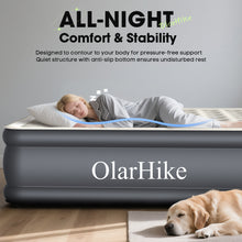 Load image into Gallery viewer, OlarHike King Size Air Mattress with Built-in Pump, 18" Extra-Wide Raised Inflatable Air Bed for Home and Guests, Heavy-Duty Support for 2-4 Sleepers Up to 750 lbs