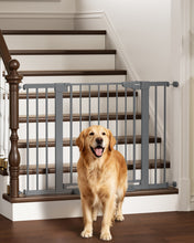 Load image into Gallery viewer, Cumbor 30-46" Baby Gate for Stairs, Auto-Close Dog Gate Indoor Cool Gray Easy Install Pressure Mounted Pet Gates for Doorways, Dual Lock Safety Proofing for Babies &amp; Pets, Mom's Choice Awards Winner