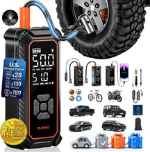 Load image into Gallery viewer, OlarHike Tire Inflator Portable Air Compressor,Dual Power-3*3000mAh &amp;12V DC | Ultra Fast Inflation, For Car Tires, SUVs, Pickup Trucks, Bikes, Cordless Electric Pump, LED Light &amp; Digital Pressure Gauge