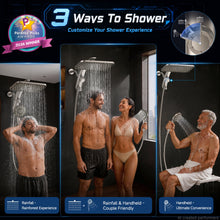 Load image into Gallery viewer, Veken 12" Rain Shower Head with Handheld,High Pressure Power Wash,Magnetic | Starlight,Dual Shower Heads Combo,8-Mode Hand Held Spray with Hose,Double Detachable Rainfall Showerhead,Bathroom Accessories