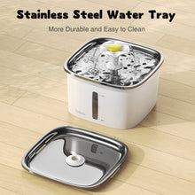 Load image into Gallery viewer, Veken Innovation Award Winner 95oz/2.8L Cat Water Fountain with Stainless Steel Lid, Automatic Pet Fountain Dog Water Dispenser with Replacement Filters for Cats, Dogs (Silver, Stainless Steel)