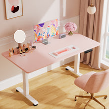 Load image into Gallery viewer, Veken 55 Inch Large Electric Standing Desk, Gaming Table, Pink Height Adjustable Sit Stand Up Computer Tables for Home Office, Study , Writing, Suit students, employees and group work