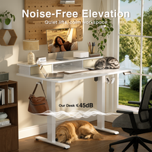 Load image into Gallery viewer, Veken 47-Inch Electric Standing Desk with Drawers, Adjustable Table, White