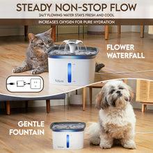 Load image into Gallery viewer, Veken Innovation Award Winner 95oz/2.8L Pet Fountain, Automatic Cat Water Fountain Dog Water Dispenser with 6 Replacement Filters &amp; Silicone Mat for Cats, Dogs (Grey, Plastic)