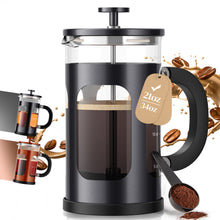 Load image into Gallery viewer, Veken French Press Coffee Maker 21oz 0.6 L, Heat Resistant Thickened Borosilicate Glass, No Plastic Touching Cafe, Single Serve Small Pot, Stainless Steel Brewer,Teapot for Kitchen Camping,Dark Pewter