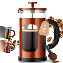Load image into Gallery viewer, Veken French Press Coffee Maker 21oz 0.6 L, Heat Resistant Thickened Borosilicate Glass, No Plastic Touching Cafe, Single Serve Small Pot, Stainless Steel Brewer, Teapot for Kitchen Camping, Copper