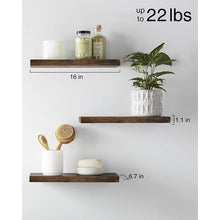 Load image into Gallery viewer, OlarHike 16 inch Wood Floating Shelves Wall Mounted Shelves, White/Brown, Set of 3