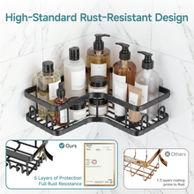 Load image into Gallery viewer, Veken Corner Shower Caddy 3-Pack, Advanced Rustproof Design&amp;Stable Storage, Black