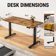 Load image into Gallery viewer, Veken 55" x 23.6" Super Large Standing Desk, Height Adjustable Electric Computer Desk, Sit to Stand Up, Modern Workstation for Home Office, Walking Pad, Writing, Gaming Bedroom Study, Brown