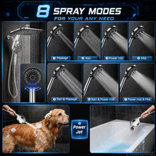 Load image into Gallery viewer, Veken 14" Luxurious Shower Head with Handheld,Full Body Coverage,Power Wash | Magnetic Hand Held,Dual Rain Shower Heads Combo,Large Rainfall,Double Detachable Showerhead,Ducha Para Shower,Chrome,Sliver