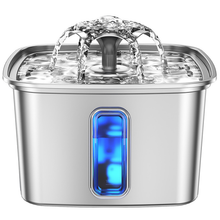 Load image into Gallery viewer, Ophanie 108oz/3.2L Stainless Steel Cat Water Fountain with Replacement Filters &amp; Silicone Mat, Automatic Water Dispenser for Cats and Dogs, Electric Drinking Bowl Suitable for Multiple Pets Silver