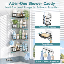 Load image into Gallery viewer, Veken Large Capacity Corner Shower Caddy 7-Pack, Advanced Rustproof Design, Black