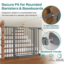 Load image into Gallery viewer, Cumbor 30-46" Baby Gate for Stairs, Auto-Close Dog Gate Indoor Cool Gray Easy Install Pressure Mounted Pet Gates for Doorways, Dual Lock Safety Proofing for Babies &amp; Pets, Mom's Choice Awards Winner