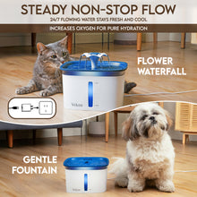 Load image into Gallery viewer, Veken Award Winner 95oz/2.8L Cat Water Fountain, BPA-Free Large-Capacity Dispenser with Replacement Filters for Indoor Dogs and Pets, Blue