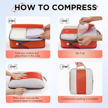 Load image into Gallery viewer, OlarHike 10 Set Compression Packing Cubes for Travel Essentials,Compressible Expandable Space Saver Bags for Organizing Clothes,Luggage Suitcase Garment Bags with Over 1000 pcs Mesh Holes(Orange)