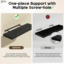 Load image into Gallery viewer, Ophanie 22.5 inch 2 Pack Wood Floating Shelves, Hanging Float Shelf for Wall Mounted Decorative Shelves, 6.7 x 23 Inch, Set of 2, Black