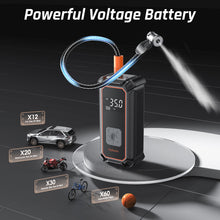 Load image into Gallery viewer, Ophanie Cordless Portable Tire Inflator - 160 Psi Digital Pressure Gauge, Air Compressor for Car Tires with Automatic Shutoff, Emergency LED Light, Compact Automotive Pump, Switchable Wired
