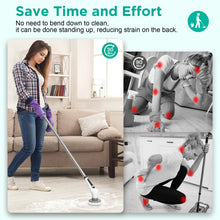 Load image into Gallery viewer, Ophanie Electric Spin Scrubber, Shower Scrubber with Long Handle and 9 Replaceable Brush Heads, IPX8 Cordless Power Scrubber &amp; 2 Speeds, Electric Cleaning Brush for Bathroom, Tub, Tile, Floor, Glass