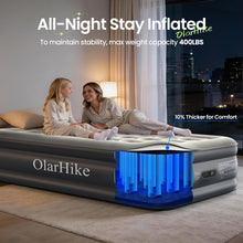 Load image into Gallery viewer, OlarHike Twin Air Mattress with Built-in Pump, 18" Raised Inflatable Bed for Home &amp; Outdoor Use, 300lb Weight Capacity - Portable Blow-up Mattress for Guests, Camping, and Travel