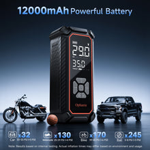 Load image into Gallery viewer, Ophanie Cordless Tire Inflator Portable Air Compressor, 12000mAh Battery, Air Pump for Car Tires with Automatic Shutoff, Electric Pump with Digital Pressure Gauge