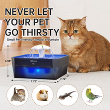 Load image into Gallery viewer, Ophanie 50oz Small Pet-Friendly Cat Water Fountain with Quiet Pump, Easy to Clean &amp; Assemble, Mini Pet Water Dispenser for Cats, Dogs and Small Animals, Blue