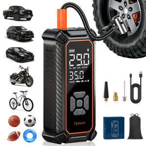 Ophanie Cordless Tire Inflator Portable Air Compressor, 160PSI, 6000mAh Long Range Battery, Air Pump for Car Tires, Bike, Motorcycle, Electric Pump with LED Light & Digital Pressure Gauge