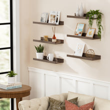 Load image into Gallery viewer, BAYKA 15.7x5.12" Floating Shelves for Wall,Room Decor,Raised Lip,6 Pack Wooden Picture Ledge, Lego Display, Bookshelf, Trinkets, Perfume, Storage in Bedroom,Bathroom,Living Room,Kids Room,Walnut
