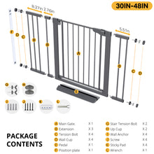 Load image into Gallery viewer, Cumbor 30-48 in Baby Gate for Stairs, Auto Close Dog Gate Indoor Cool Gray Mom's Choice Awards Winner, Double Lock Safety for Doorways, One-Hand Open Child Gate for Toddlers &amp; Pets, Pressure Mounted