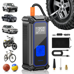Ophanie Cordless Portable Tire Inflator - 160 Psi Digital Pressure Gauge, Air Compressor for Car Tires with Automatic Shutoff, Emergency LED Light, Compact Automotive Pump, Switchable Wired