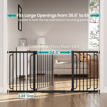 Load image into Gallery viewer, Cumbor Extra Wide Baby Gate, 36.6-69" Walk-Through Dog Gate Black