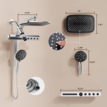Load image into Gallery viewer, Veken 12" Rain Shower Head with Handheld,3-in-1 High Pressure Shower Combo,Chrome