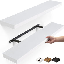 Load image into Gallery viewer, Ophanie 22.5 inch 2 Pack Wood Floating Shelves, Hanging Float Shelf for Wall Mounted Decorative Shelves, 6.7 x 23 Inch, Set of 2, White