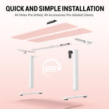 Load image into Gallery viewer, Veken 55 Inch Large Electric Standing Desk, Gaming Table, Pink Height Adjustable Sit Stand Up Computer Tables for Home Office, Study , Writing, Suit students, employees and group work
