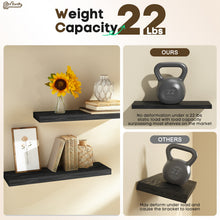 Load image into Gallery viewer, Ophanie 22.5 inch 2 Pack Wood Floating Shelves, Hanging Float Shelf for Wall Mounted Decorative Shelves, 6.7 x 23 Inch, Set of 2, Black
